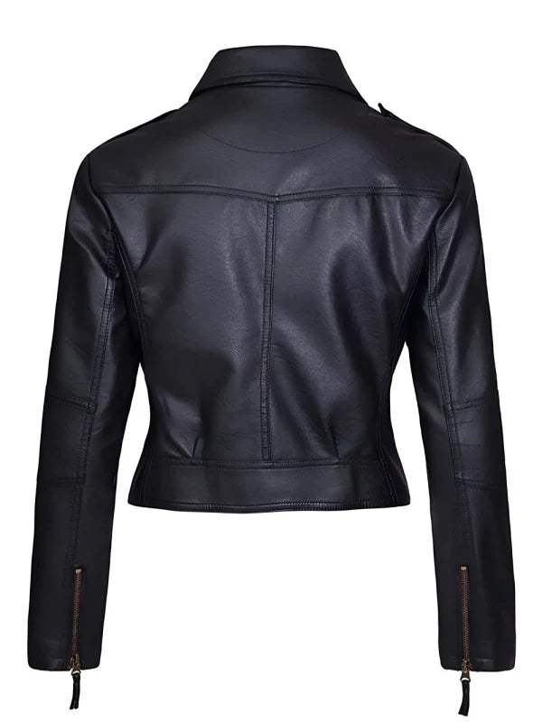 Women’s Quilted Style Black Leather Jacket..