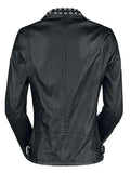 Womens Cafe Racer Leather Biker Jacket Black Cross Zipper.