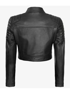 Womens Short Body Cafe Racer Leather Jacket...