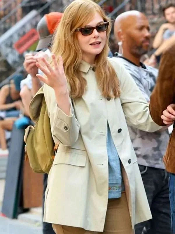 a complete unknown elle fanning off white jacket..