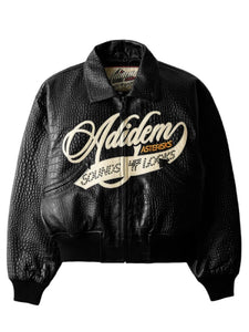 adidem asterisks crocodile cursive leather bomber jacket...