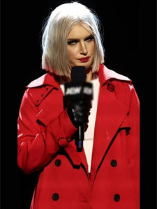 aew collision 2025 toni storm red wool coat