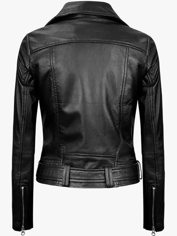 aldo womens asymmetrical black leather jacket.