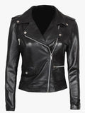amberw omen asymmetrical black leather biker jacket