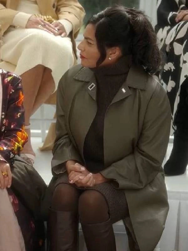 and just like that seema patel leather coat.