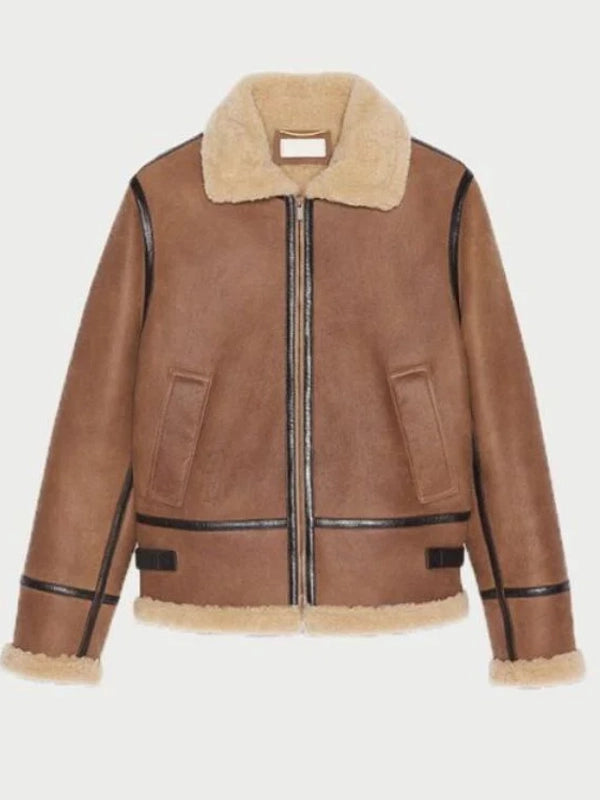 anderson light brown aviator shearling jacket