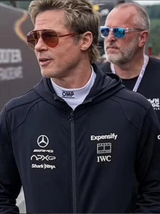 apx gp f1 brad pitt black hoodie jacket..