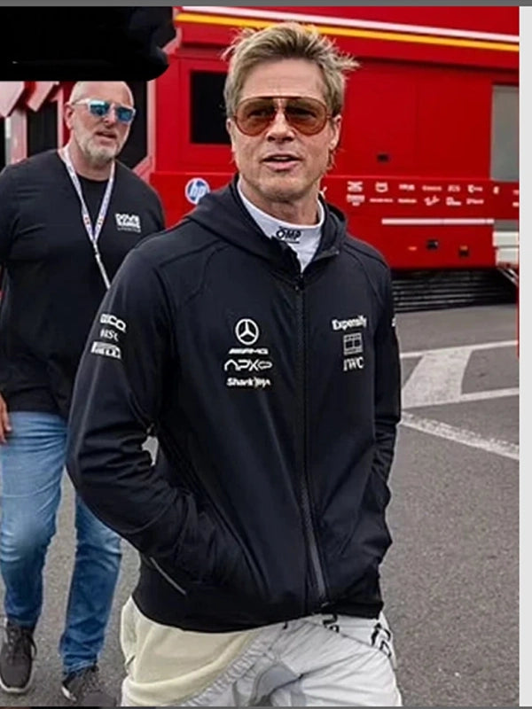 Apx GP F1 Brad Pitt Black Hoodie Jacket