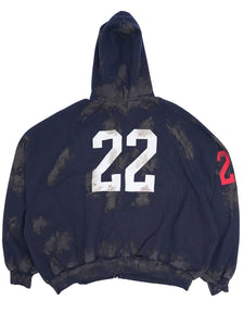 balenciaga distressed polo zip-up hoodie.