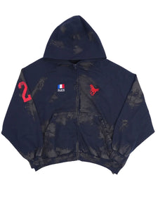 balenciaga distressed polo zip-up hoodie