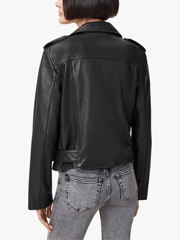 black balfern leather biker jacket.