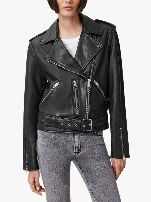 black balfern leather biker jacket