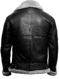 black sheepskin leather shearling jacket for mens.