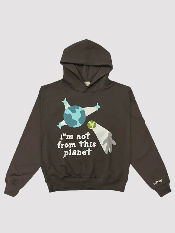 broken planet im not from this planet hoodie