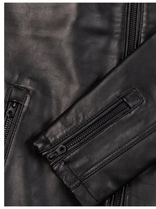 burton mandarin collar black leather jacket..