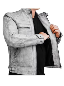 cafe race wax distressed biker jacket...