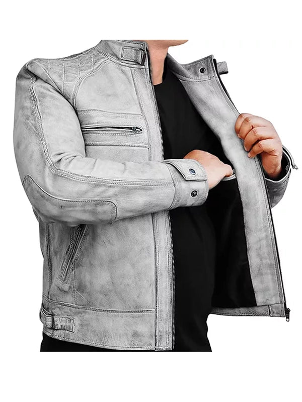 cafe race wax distressed biker jacket...