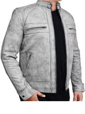 cafe race wax distressed biker jacket..