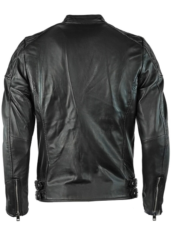 cafe racer mens leather black jacket.