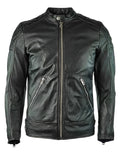 cafe racer mens leather black jacket