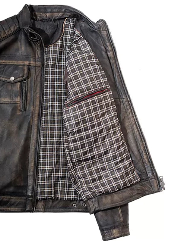 cafe racer multi pockets biker jacket..