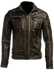 cafe racer multi pockets biker jacket