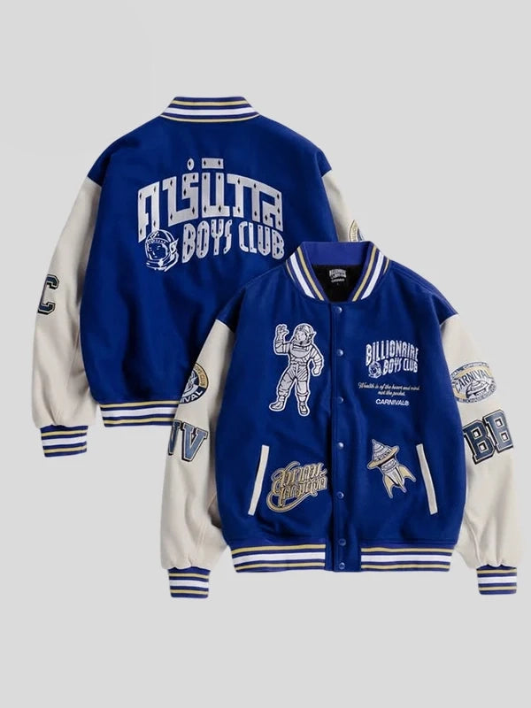 carnival x billionaire boys club varsity jacket