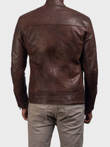 casual brown mens leather jacket.