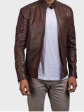 casual brown mens leather jacket