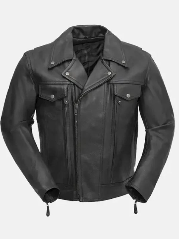 caven black motorcycle leather jacket