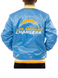 chargers la bomber blue white jacket.