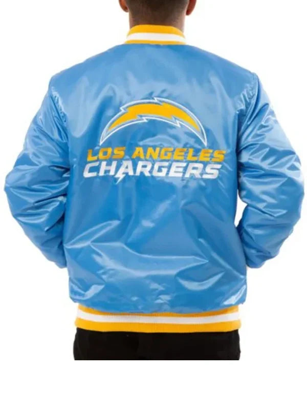 chargers la bomber blue white jacket.