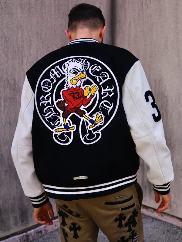 chrome hearts timmy varsity jacket..
