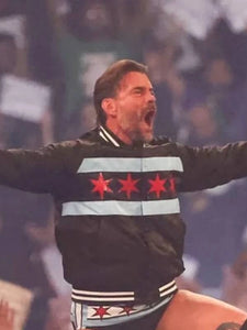 cm punk wwe night of champions bomber jacket.