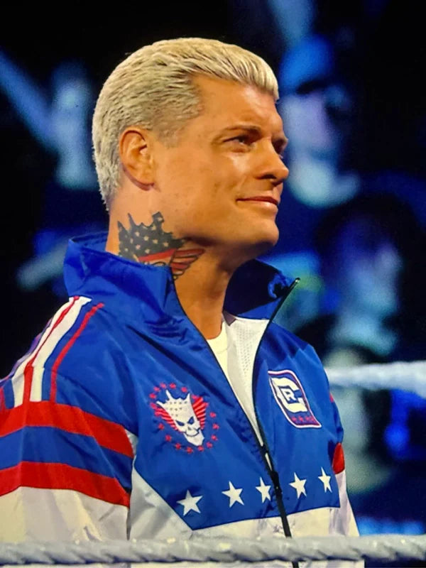 cody rhodes stars and stripes windbreaker jacket..
