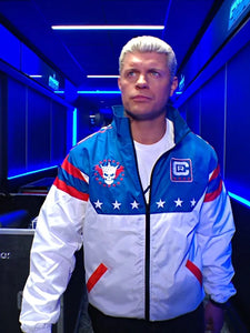 cody rhodes stars and stripes windbreaker jacket