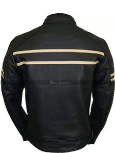 cruiser motorcycle armoured black biker jacket.