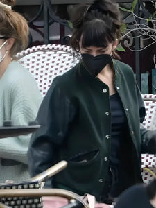 dakota johnson am i ok varsity jacket