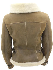 dana soft shearling sheepskin leather brown jacket.