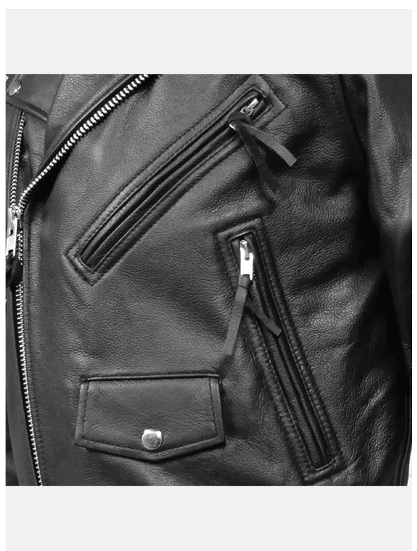 daniel black biker leather jacket...