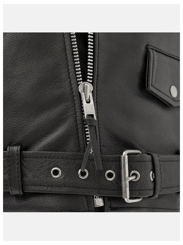 daniel black biker leather jacket..