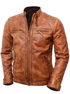 dark brown quilted motorcycle jacket