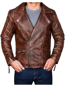 diamond quilted distressed leather jacket
