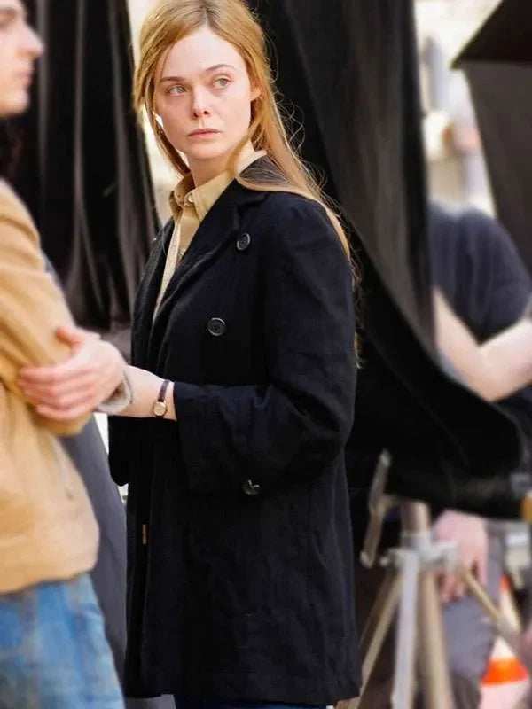 elle fanning a complete unknown black coat0