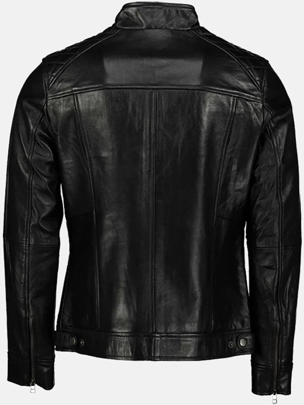 george water spadded style black leather jacket.
