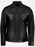 george water spadded style black leather jacket