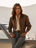 jennifer connelly top gun maverick brown jacket..