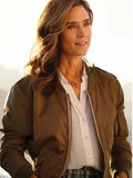 jennifer connelly top gun maverick brown jacket.