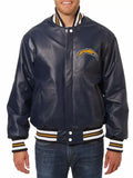 la chargers varsity blue leather jacket