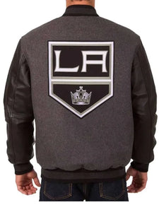 la kings varsity black and charcoal jacket.